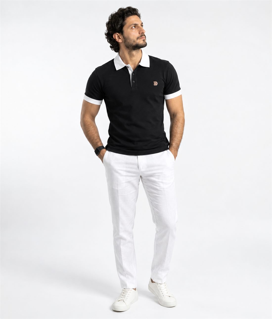 Polo DATTERO Noir — Porté — face